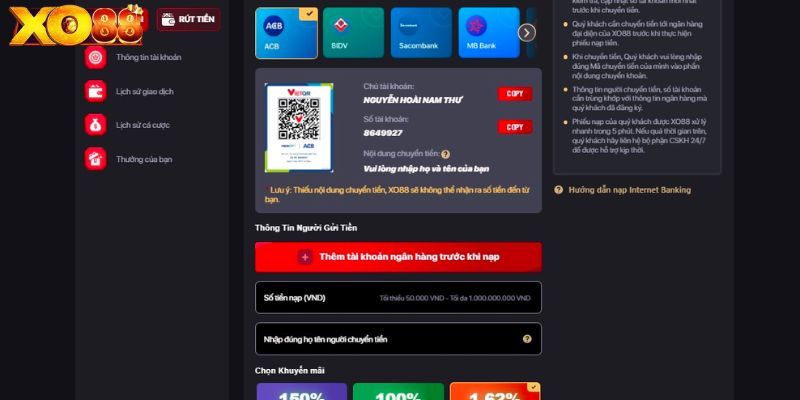 Rút tiền nhanh chóng chỉ với 5 phút tại XO88